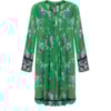 MOÇA BONITA - VESTIDO ESTAMPADO COM PREGAS MANGA LONGA MARTINGALE - VERDE