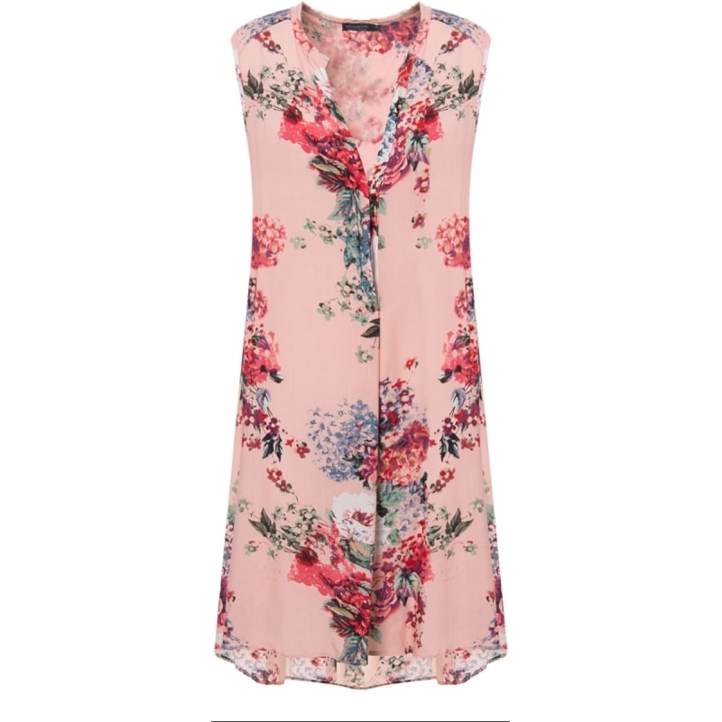 MOÇA BONITA - VESTIDO FLORAL CHEMIS SEM MANGA - ROSA