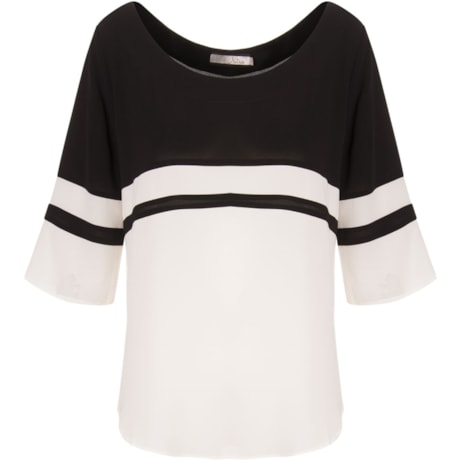 NUTRIA - BLUSA CREPE BICOLOR - P&B