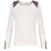 NUTRIA - BLUSA TRICOT DET. OMBROS E PUNHO - OFF WHITE