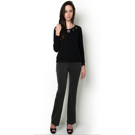 NUTRIA - CALÇA FLARE CHEVRON CONFORT - CINZA