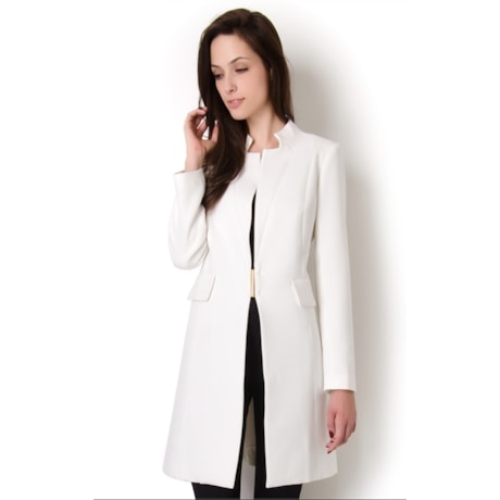 NUTRIA - CASACO 7/8 SMOKING FECHO METAL MAX ELASTANO - OFF WHITE