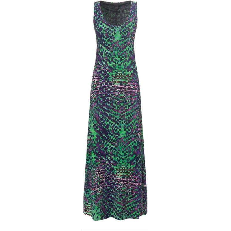 NUTRIA - VESTIDO LONGO JERSEY ESTAMPADO EVASÊ - VERDE