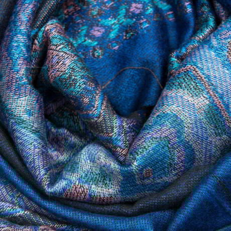 PASHIMINA CAPITOLLIUM ESTAMPA BISANTINO FRANJAS - AZUL