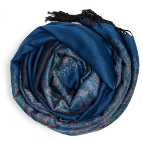 PASHIMINA CAPITOLLIUM ESTAMPA BISANTINO FRANJAS - AZUL