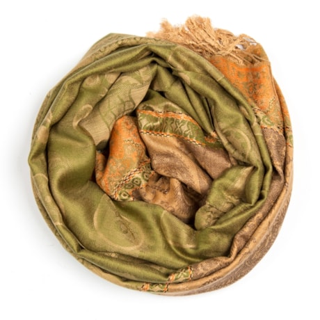 PASHIMINA CAPITOLLIUM ESTAMPA CASHEMERE FRANJAS - VERDE