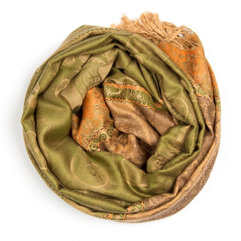 PASHIMINA CAPITOLLIUM ESTAMPA CASHEMERE FRANJAS - VERDE