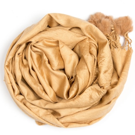 PASHIMINA CAPITOLLIUM LISA  POMPOM - CARAMELO