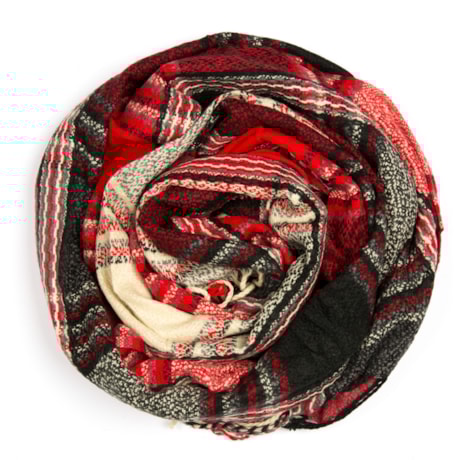PASHIMINA CAPITOLLIUM MAXI  XADREZ FRANJAS - VERMELHO