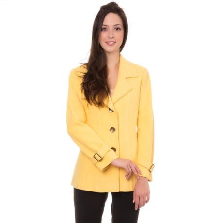 PELETERIA CORDEIRO - CASACO 3/4 LÃ DETALHE FIVELA - AMARELO