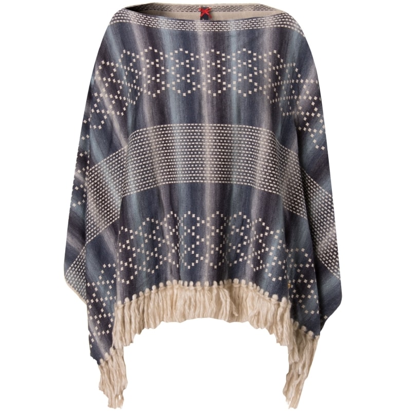 PONCHO TRICÔ JACQUARD A BENÇÃO ÉTNICO - AZUL