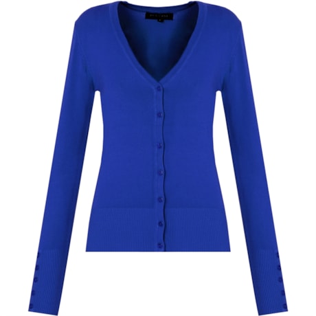 PUCCINI - CARDIGAN BÁSICO DECOTE V - AZUL ROYAL PUCCINI - CARDIGAN BÁSICO DECOTE V - AZUL ROYAL