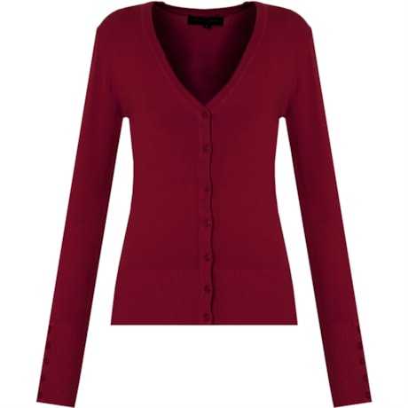 PUCCINI - CARDIGAN BÁSICO DECOTE V - CEREJA