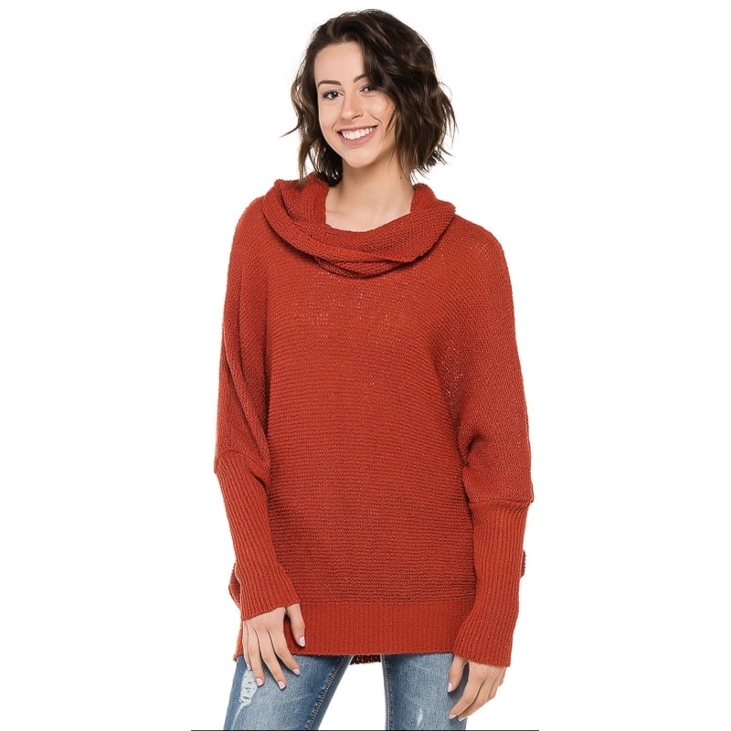PULL TRICOT ABICCI MANGA MORCEGO GOLÃO - TELHA