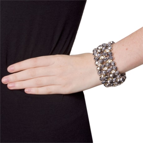PULSEIRA 4 VOLTAS STRASS TRANÇADO - PRATA