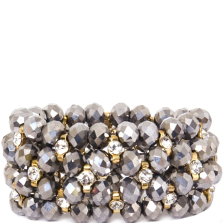 PULSEIRA 4 VOLTAS STRASS TRANÇADO - PRATA