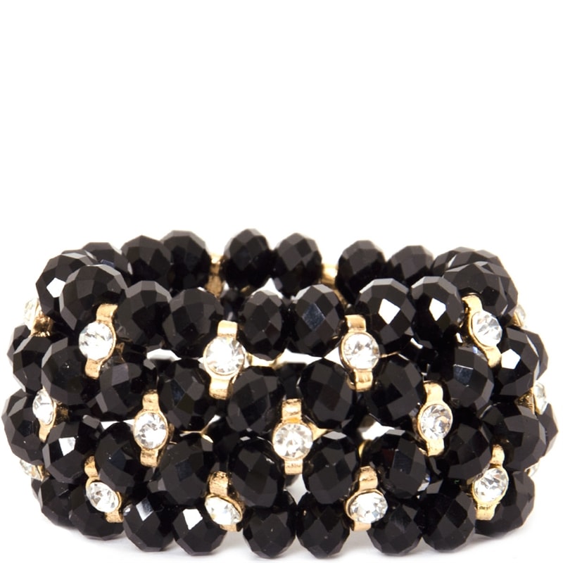 PULSEIRA 4 VOLTAS STRASS TRANÇADO - PRETO