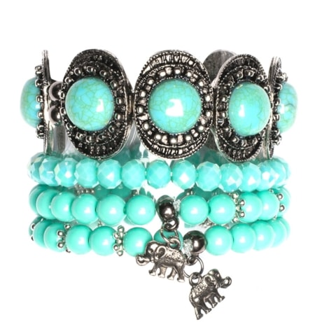 PULSEIRA CAPITOLLIUM KIT BRACELETE + TRIO - TURQUESA