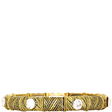 PULSEIRA PLACAS RETANGULARES C/ STRASS - OURO VELHO