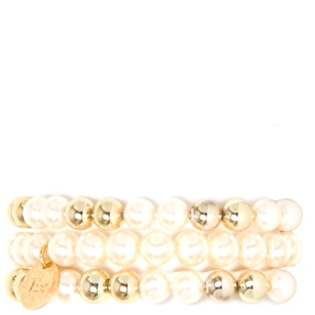 PULSEIRA TRIO PÉROLAS E CONTAS - DOURADO