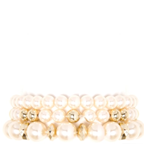 PULSEIRA TRIO PÉROLAS IRREG. E CONTAS - DOURADO