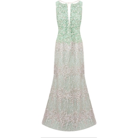 R. VASCONCELLUS - VESTIDO LONGO TULE FLORAL CORPO BORDADO - VERDE ÁGUA R. VASCONCELLUS - VESTIDO LONGO TULE FLORAL CORPO BORDADO - VERDE ÁGUA