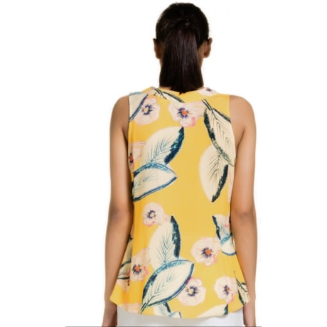 REGATA LUCIDEZ CREPE FLORAL - AMARELO