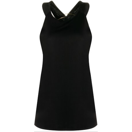 REGATA LUCIDEZ EM CREPE TRANSPASSE COSTAS - PRETO