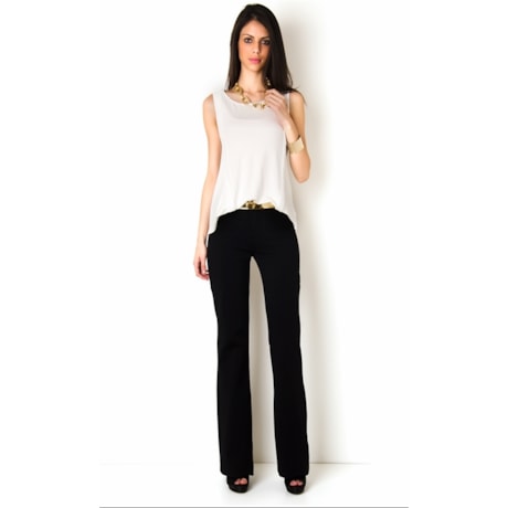 REGATA MALHA MODAL COM SHIFFON COSTAS PARFAIT - PRETO