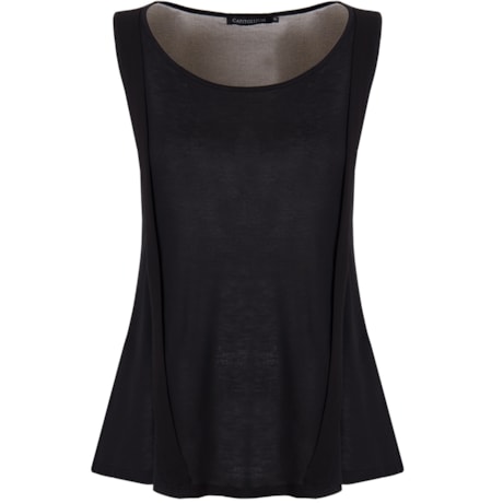 REGATA MALHA MODAL COM SHIFFON COSTAS PARFAIT - PRETO