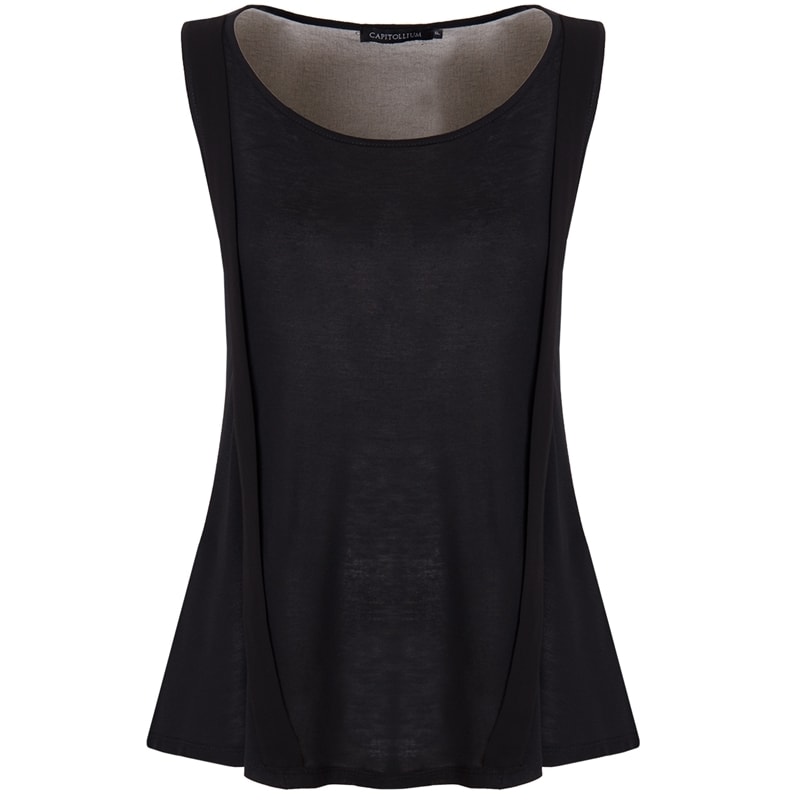 REGATA MALHA MODAL COM SHIFFON COSTAS PARFAIT - PRETO