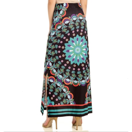 SAIA  LONGA STATI UNITI ESTAMPA FLORAL - PRETO SAIA  LONGA STATI UNITI ESTAMPA FLORAL - PRETO