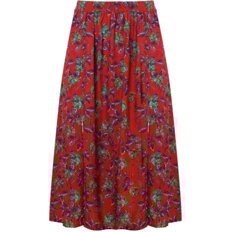 SAIA MIDI VISCOSE ESTAMPADA - VERMELHO SAIA MIDI VISCOSE ESTAMPADA - VERMELHO