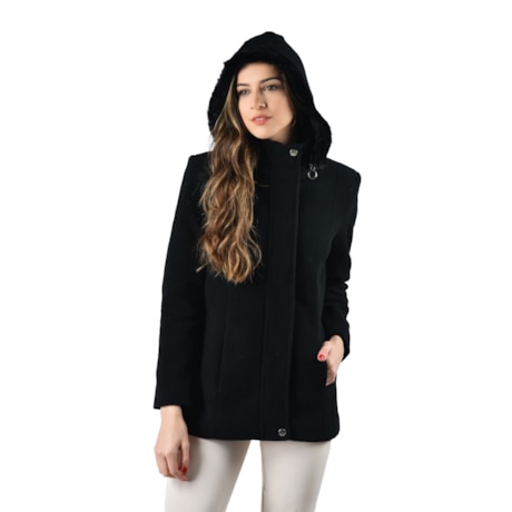 SALIS - CASACO DE LÃ VELOUR COM CAPUZ E BOLSOS SALIS - CASACO DE LÃ VELOUR COM CAPUZ E BOLSOS