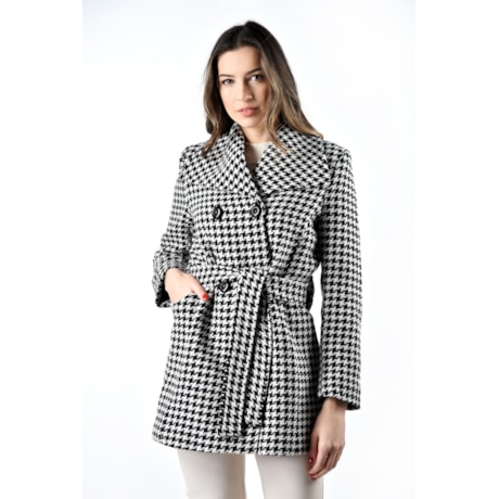 SALIS - CASACO TRECH COAT DE LÃ PIED POULE