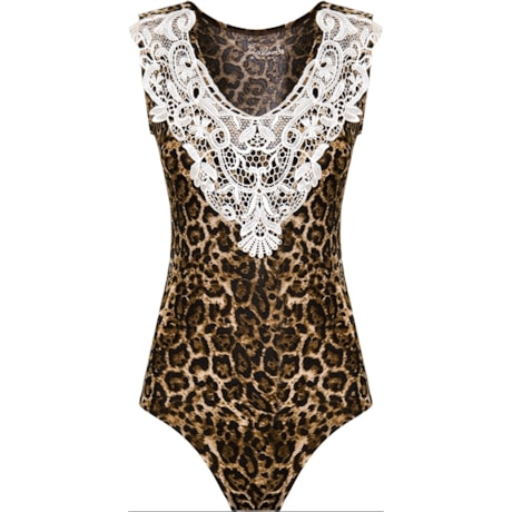 SALSA BRASIL - BODY EM MICROFIBRA ANIMAL PRINT S/M - PRETO