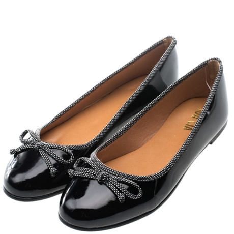 SAPATILHA SUA CIA VERNIZ GORGURÃO PRETO E BRANCO - PRETO SAPATILHA SUA CIA VERNIZ GORGURÃO PRETO E BRANCO - PRETO
