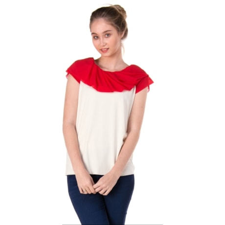 SATIKO+ISABEL - BLUSA DECOTE DRAPEADO TULE - CRU
