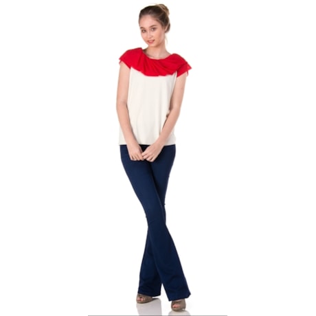 SATIKO+ISABEL - BLUSA DECOTE DRAPEADO TULE - CRU