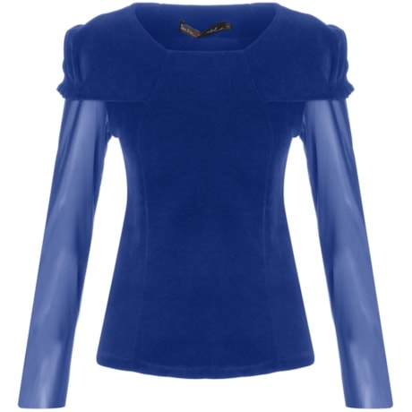 SATIKO+ISABEL - BLUSA MANGA LONGA BUFANTE - AZUL