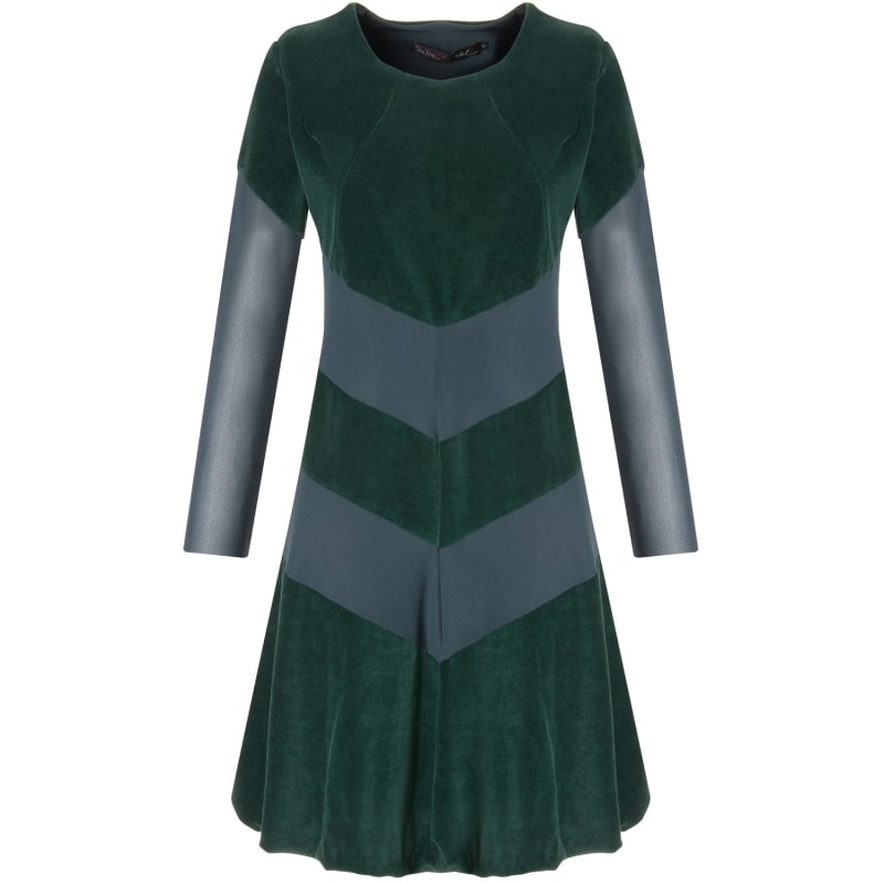 SATIKO+ISABEL  - VESTIDO EVASÊ COM RECORTES TULE - VERDE
