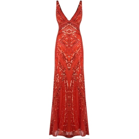 SCALA - VESTIDO DE FESTA LONGO FRENTE UNICA BORDADO - LARANJA SCALA - VESTIDO DE FESTA LONGO FRENTE UNICA BORDADO - LARANJA