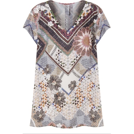 SCALON - BLUSA CHIFFON ESTAMPADA M/C - BEGE
