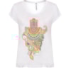 SCALON - BLUSA T-SHIRT ESTAMPA GOOD LUCK MANDALA - BRANCO