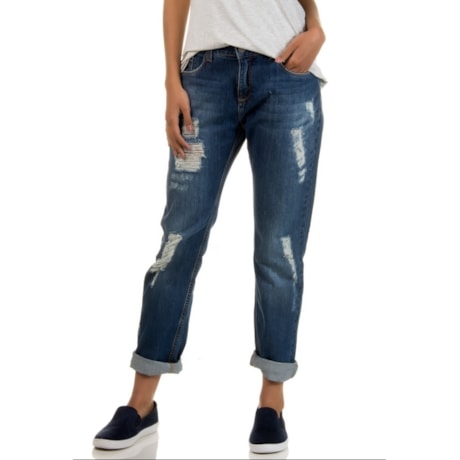 SCALON - CALÇA JEANS BOYFRIEND DETALHE RASGADO - JEANS