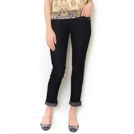 SCALON - CALÇA JEANS DET. CRISTAL BOLSO VIRADO MAYAR - DARK BLUE