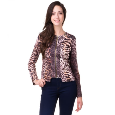 SCALON - JAQUETA NEOPRENE ANIMAL PRINT - MARROM