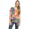 SCALON - T-SHIRT CREPE ESTAMPA ISLA BARRA DUPLA - LARANJA