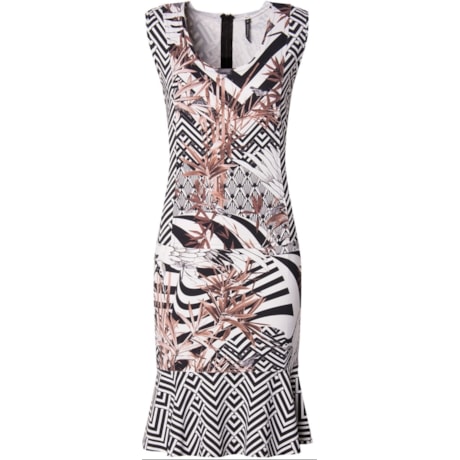 SCALON - VESTIDO NEOPRENE ESTAMPADO - P&B