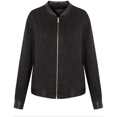 SERGIO GAZ - JAQUETA BOMBER JAQUARD DET. COURO FAKE - PRETO
